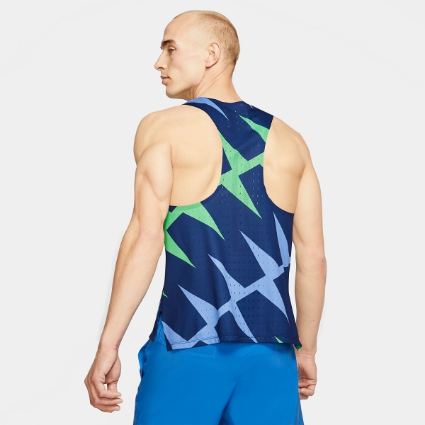 Nike Aeroswift Graphic Canotta - Blue Void/Electro Green/White