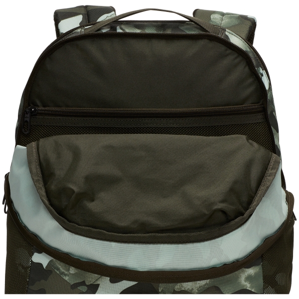 Nike Brasilia 9.0 Print Medium Backpack - White/Sequoia/Metallic Cool Grey