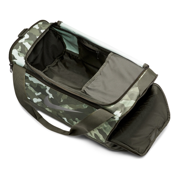 Nike Brasilia Print Small Duffle - White/Sequoia/Metallic Cool Grey