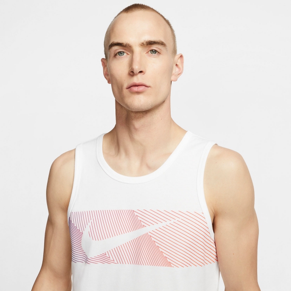 Nike Dri-FIT Logo Top - White/Hyper Crimson