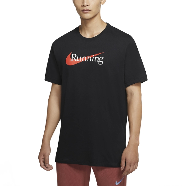 Men's Running T-Shirt Nike Nike DriFIT Run TShirt  Black  Black 