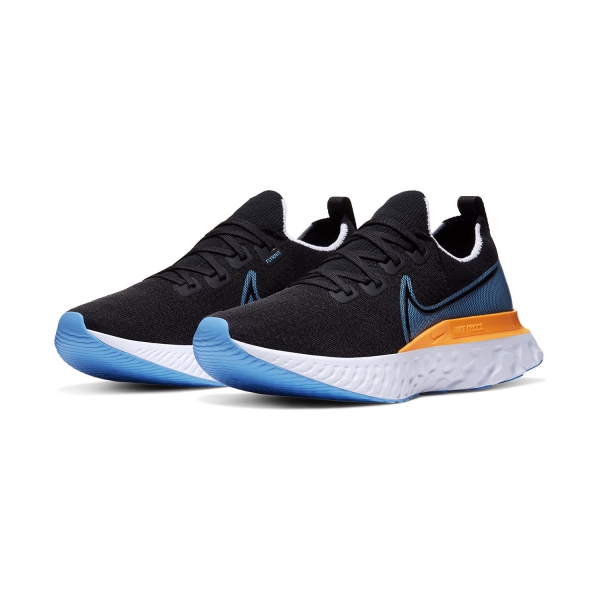 Nike React Infinity Run Flyknit - Black/University Blue/Laser Orange/White