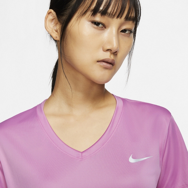 Nike Miler V-Neck Maglietta - Magic Flamingo/Reflective Silver