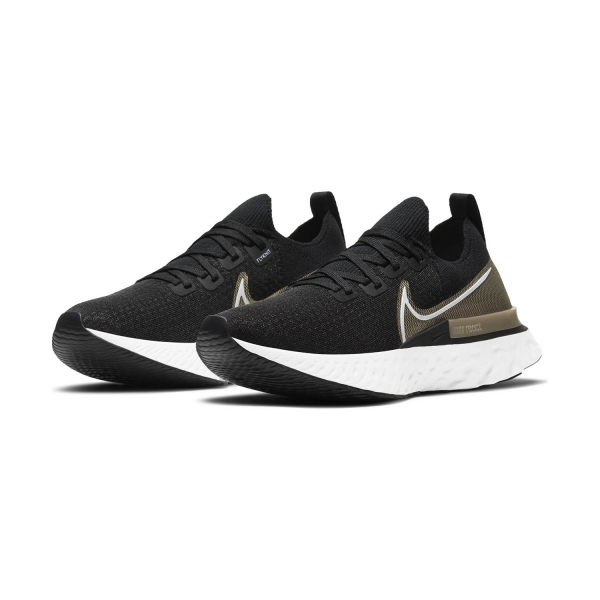 Nike React Infinity Run Flyknit Premium - Black/White/Mtlc Gold Silk/Newsprint
