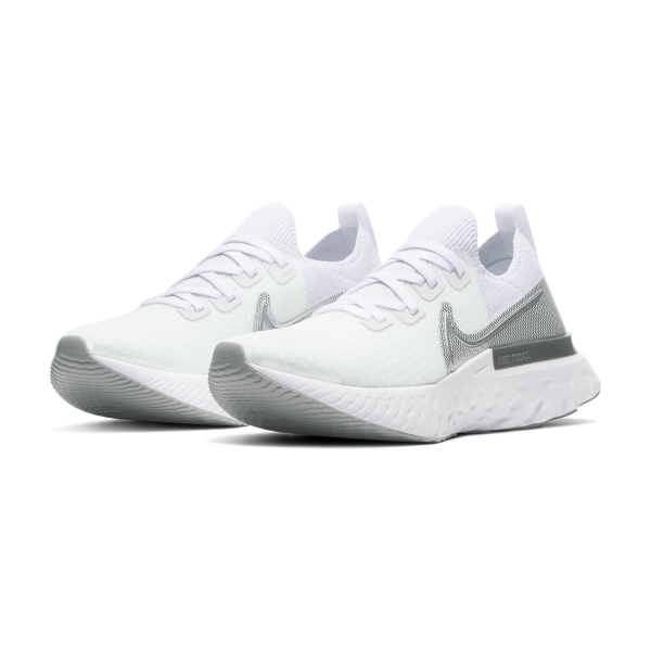Nike React Infinity Run Flyknit - True White/Metallic Silver/White