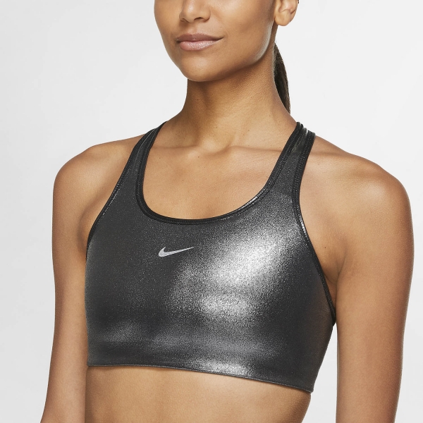 Nike Swoosh Icon Clash Sports Bra - Black/Metallic Silver