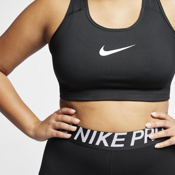 Nike Swoosh Plus Size Sports Bra - Black/White
