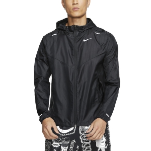 black and silver nike windbreaker