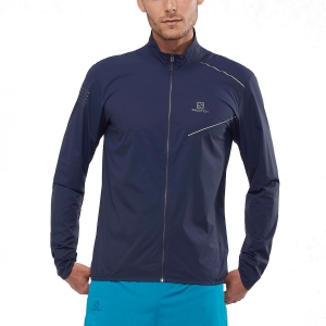 Salomon Uomo Bonatti Race WP Giacca Top Giallo Sport Corsa Con Cappuccio Cerniera Intera