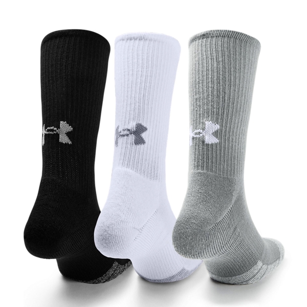 Under Armour HeatGear Crew x 3 Socks - Steel/White/Grey