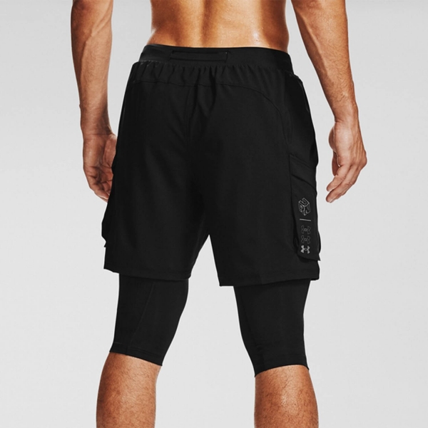 Under Armour Run Anywhere 2 in 1 7in Shorts - Black/Reflective