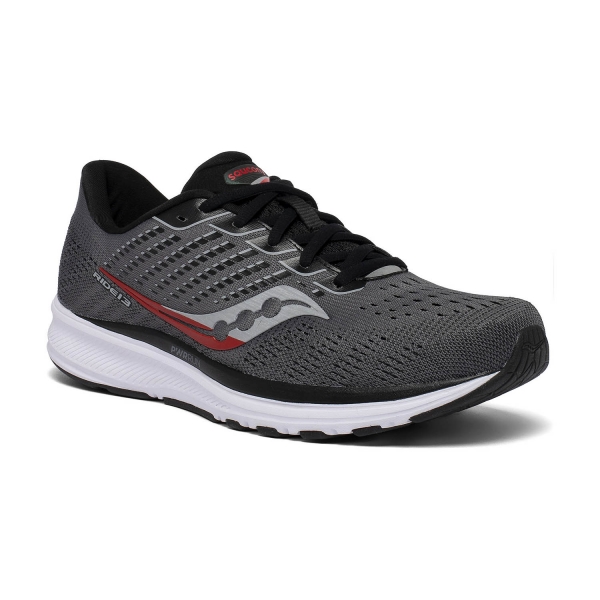 saucony ride 9 mens shoes greycharcoalred