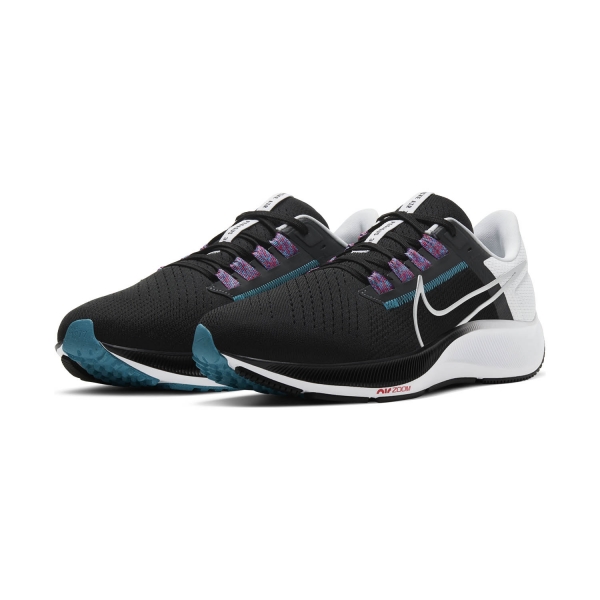 Nike Air Zoom Pegasus 38 - Black/Metallic Silver/White