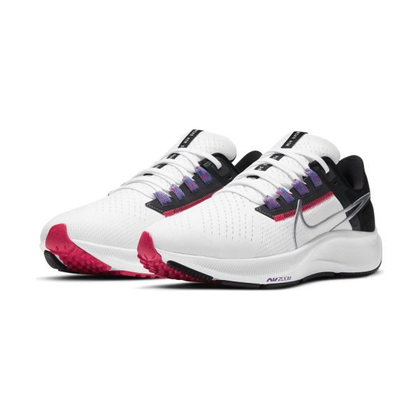 Nike Air Zoom Pegasus 38 - White/Metallic Silver/Black