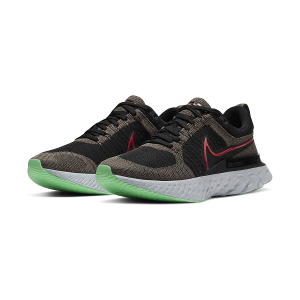 Nike React Infinity Run Flyknit 2 - Ridgerock/Chile Red/Black/Green Glow