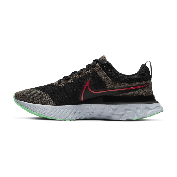 Nike React Infinity Run Flyknit 2 - Ridgerock/Chile Red/Black/Green Glow