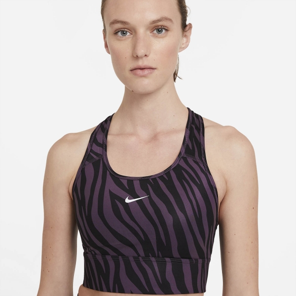 Nike Swoosh Icon Clash Sports Bra - Dark Raisin/White