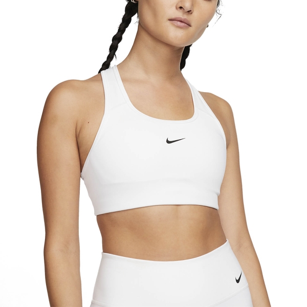 Women's Sports Bra Nike Nike Swoosh Sports Bra  White/Black  White/Black 