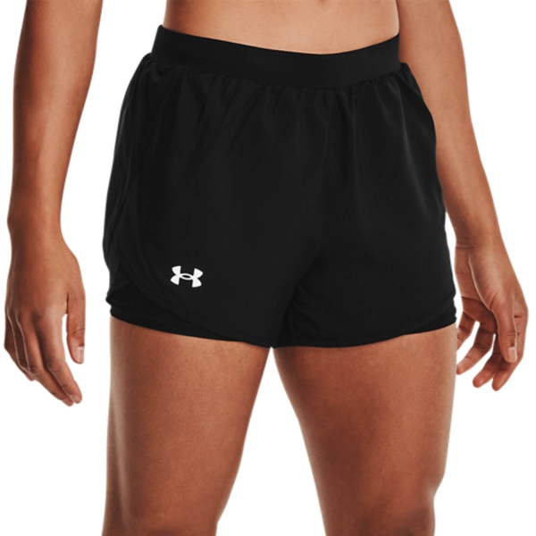 Women's Running Shorts Under Armour Fly By 2.0 2 in 1 3.5in Shorts  Black/Reflective 13562000001