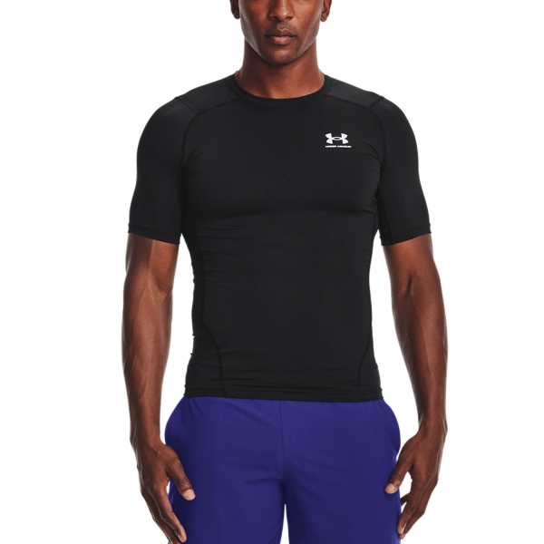 Men's Training T-Shirt Under Armour HeatGear Compression Logo TShirt  Black/White 13615180001