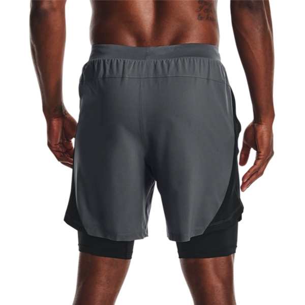 Under Armour Launch 2 in 1 7in Shorts - Pitch Gray/Black/Reflective