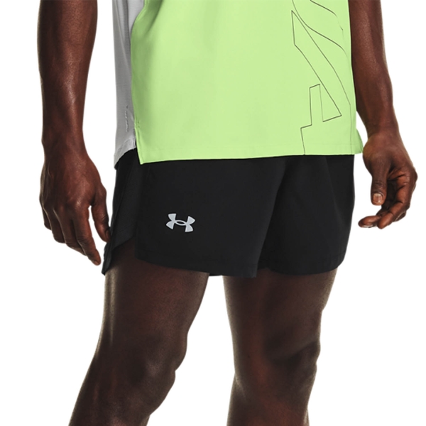Men's Running Shorts Under Armour Launch Woven 5in Shorts  Black/Reflective 13614920001
