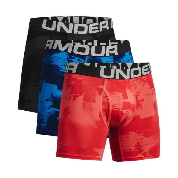 Under Armour Novelty 6in x 3 Boxers - Black/Venom Red/Brilliant Blue