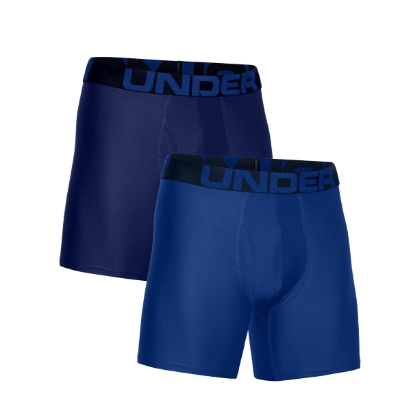 Under Armour 2 Pack Men Boxer Briefs 6 in Underwear Mod Men Black Blue Logo