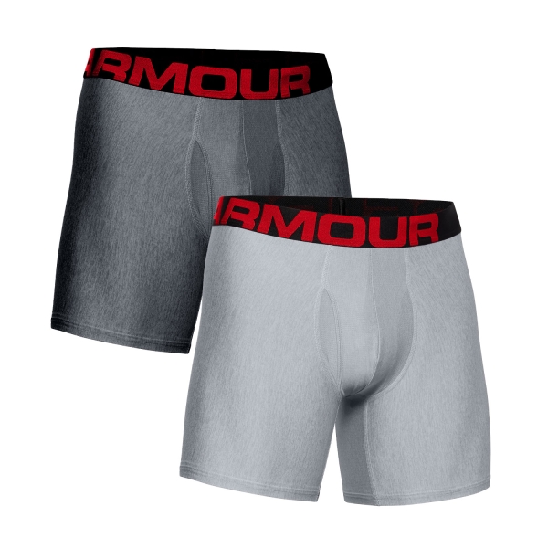 Under Armour Tech 6in x 2 Boxer - Mod Gray Light Heather/Jet Gray Light Heather