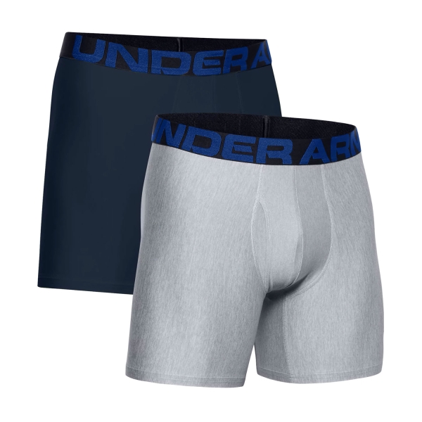 Under Armour Tech 6in x 2 Boxers - Academy/Mod Gray Light Heather