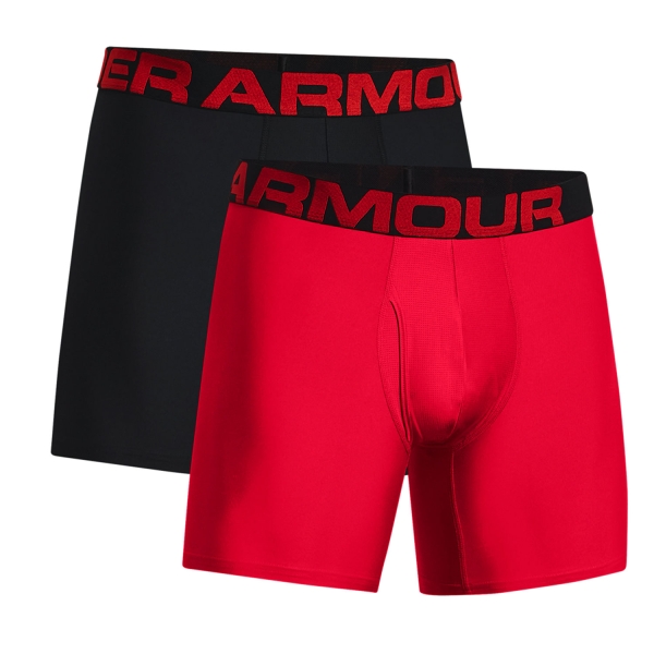 Under Armour Tech 6in x 2 Boxers - Red/Black
