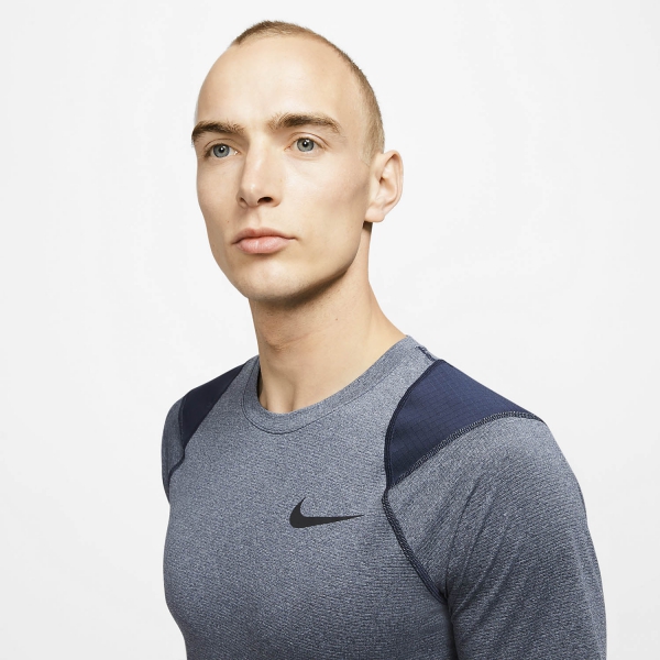 Nike Pro Logo T-Shirt - Obsidian/Heather/Black