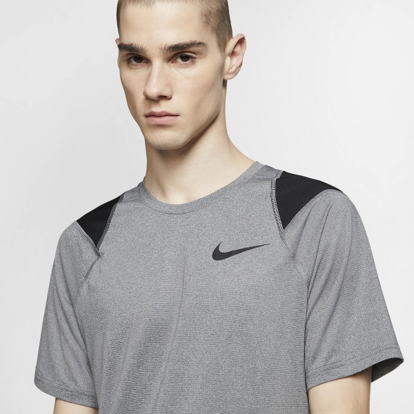 Nike Pro Logo T-Shirt - Smoke Grey/Heather/Black