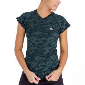 Women's Running T-Shirts Compressport Camo Premium TShirt  Silver Pine AW00114B108