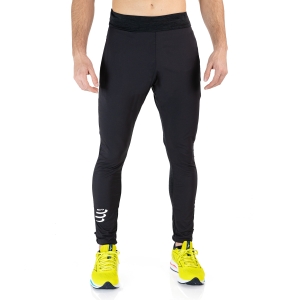 Men's Running Tights and Pants Compressport Hybrid Seamless Hurricane Pants  Black AU00017B990