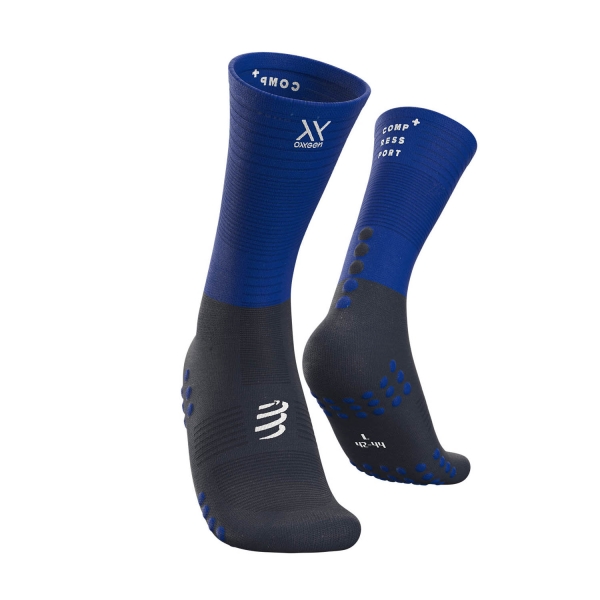 Running Socks Compressport Mid Compression Socks  Blue Lolite XU00005B512