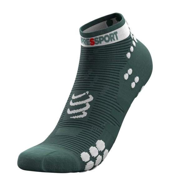 Compressport Pro Racing V3.0 Run Logo Socks - Silver Pine/White