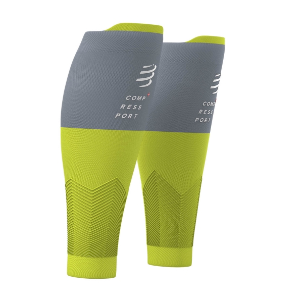 Compression Calf Sleeve Compressport R2V2 Compression Calf Sleeves  Lime/Grey SU00002B607