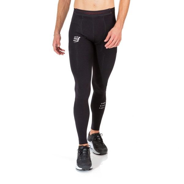Men's Running Tights and Pants Compressport Run Under Control Full Tights  Black AM00024B990
