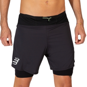 Pantalone cortos Running Hombre Compressport Trail 2 in 1 6in Shorts  Black AM00007B990