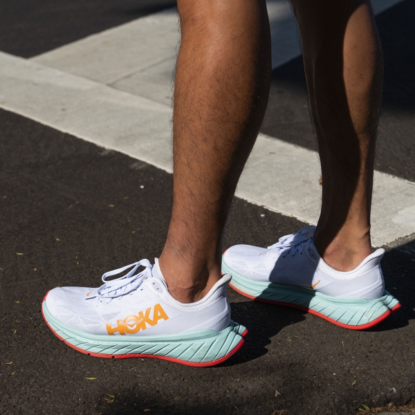 Hoka Carbon X 2 - White/Blazing Orange