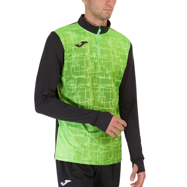 Men's Running Shirt Joma Joma Elite VIII Shirt  Black/Green Fluor  Black/Green Fluor 