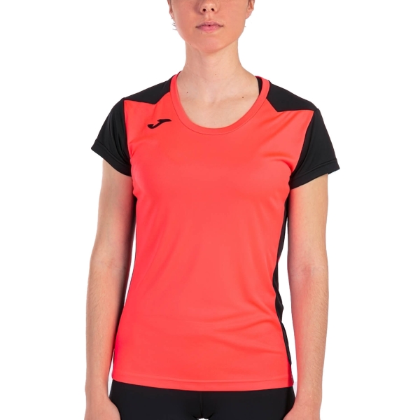 Women's Running T-Shirts Joma Record II TShirt  Fluor Coral/Black 901398.041
