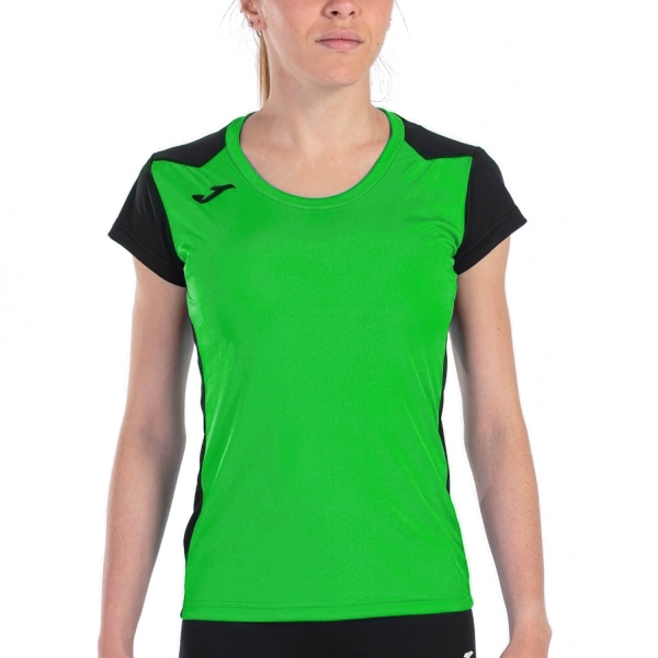 Women's Running T-Shirts Joma Record II TShirt  Green Fluor/Black 901398.021
