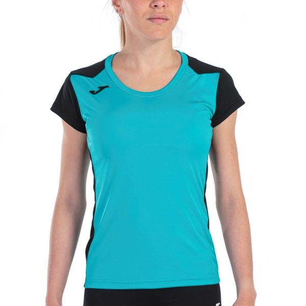 Women's Running T-Shirts Joma Record II TShirt  Turquoise/Black 901398.725