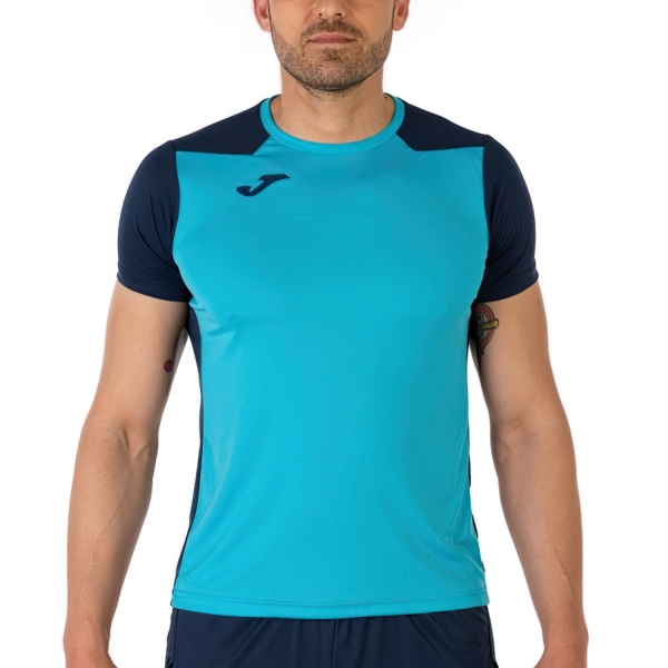 Camisetas Running Hombre Joma Record II Camiseta  Fluor Turquoise/Dark Navy 102223.013
