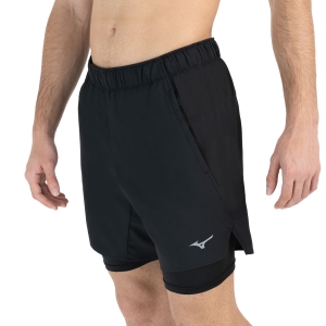 Men's Running Shorts Mizuno Core 2 in 1 7.5in Shorts  Black J2GB017609