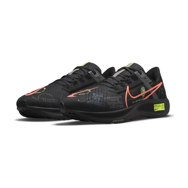 Nike Air Zoom Pegasus 38 - Black/Hyper Orange/Electro Green