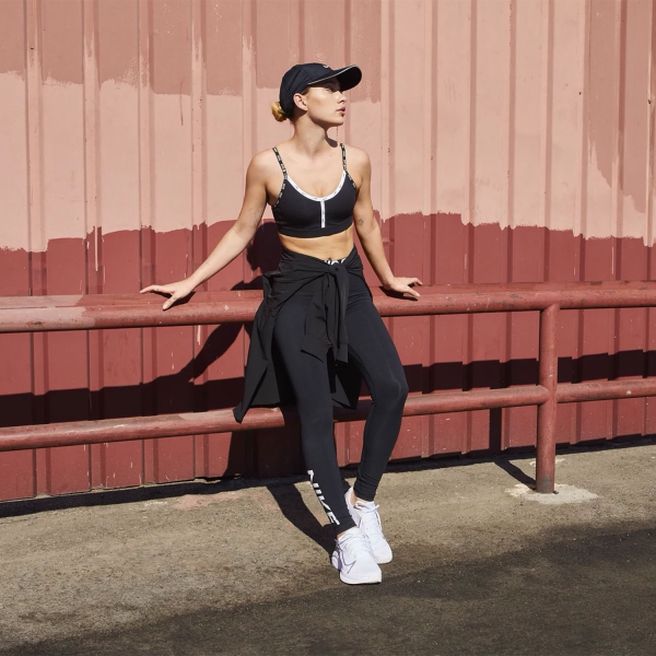 Nike Dri-FIT Indy Logo Tape Sports Bra - Black/White