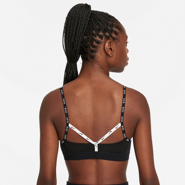 Nike Dri-FIT Indy Logo Tape Sports Bra - Black/White